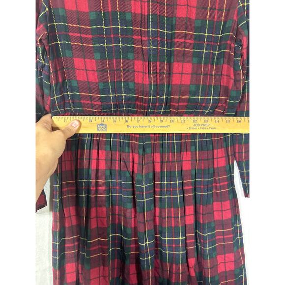 VTG Miss Dorby Dress 14 PETITE Tartan Plaid Midi Button Detail Cummerbund Mutton - Picture 12 of 15